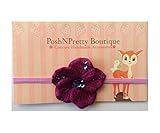 2 Elegant five Petal Velveteen Flower Applique baby PoshNPretty headband - Plum by PoshNPretty