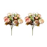 人工Peonies – 2 - Pack人工フラワーブーケ、ウェディングパーティバレンタインの日、、インテリア装飾用フェイク花、アソートカラー、18 x 11 x 4 cm