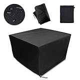 DEWEL ガーデン屋外用 ファニチャーカバー テーブルカバー 家具カバー 210オックスフォード生地 防水 防塵 防風 紫外線防止 放熱 多機能 アウトドア用品 (123*123*74CM)