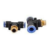 uxcell エアクイック コネクタ 継手 クイック継手 1/4BSP T型 3ウェイ 空気圧 10mmの穴径 2個入り