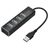 bstuokey 4ポートUSB 3.0ハブアルミニウム合金データハブスイッチLEDインジケータ付きコンピュータ、HDD、フラッシュドライブ ブラック 468938