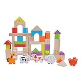 Childrens Wooden Toy Stacking and Building Blocks Farm Animals 50pcs by jumini ? by jumini