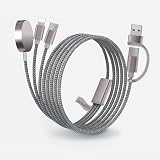 充電ケーブル 3in2 iWatch iPhone アップルウォッチ 充電器 USB-C 同時 マルチ 3A急速 超高耐久 対応 iWatch 全てのシリーズ およびiPhone 16/15/14/13/12/11/Galaxy S25-4FT Watch&phone&Type-C各種対応-1.2m (スチールグレー)