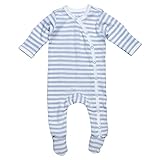 Pastel Side Snap Footie - nb-3m - Ice Blue Stripe by Under the Nile