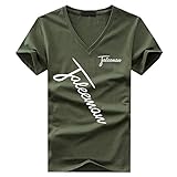 BUZZxSELECTION(バズ セレクション) Vネック Tシャツ 半袖 カットソー おしゃれ インナー ロゴ プリント メンズ BSTS019 (03 カーキ,M)