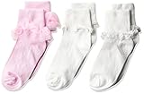 Jefferies Socks Big Girls' Ruffle/Ripple Edge/Lace 3 Pack Pink/White Medium [並行輸入品]
