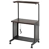 不二貿易 パソコンデスク ハイタイプ トラッド ダークブラウン 13531