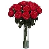 Nearly Natural 1219-RD Fancy Rose Silk Flower Arrangement Red [並行輸入品]