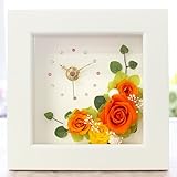 プリザーブドフラワーIPFA【フレームの時計】オレンジ＆イエロー