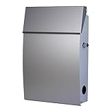 郵便ポスト 郵便受け メールボックス 壁掛け EUROデザイナーズポスト MB5805 レバー開閉タイプ 鍵付き シルバー MB5805-KL-SILVER 70