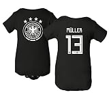 TCAMPドイツ2018 National Soccer # 13 Thomas Muller World Championship幼児ベビー半袖ボディスーツ NB ブラック