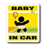 わーるどくらふと BABY IN CAR バドミントンバージョン ステッカー （きいろ）