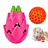 AUSCAT 犬おもちゃ 犬噛むおもちゃ エサ おもちゃ おやつボール 音が出る 中型犬・大型犬用玩具 早食い防止 知育玩具 頑丈 天然ゴム ストレス解消 「ピタヤ+ボール 2点セット」