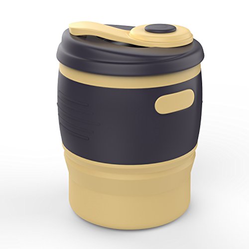 折りたたみコーヒーコップ - ATiC シリコン製 耐冷耐熱 軽量 折りたたみコーヒーカップ (350ml)　土色