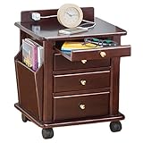 《ベッド周りやソファの周りがスッキリ片付く》ファミリー・ライフ 天然木リビングワゴンコンセント付き (0353820ダークブラウン)