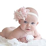Tonsee ベビー ガールズ ヘッドバンド 赤ちゃん かわいい パール 花 髪飾り 記念日 出産祝い ヘアバンド
