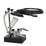 Micromall 5led Lighted Helping Hand Alligator Clip Soldering Iron Stand Stations 2.5x Magnifier with