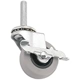 TPR Rubber Caster Wheel with Threaded Stem Attachment w/ Brake - 2-Inch - 80 lb. Load Capacity - Non