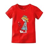 AIKSSOO 新生児 女の子 半袖 tシャツ かわいい ベビー服 丸首 肌着 プリント 普段着 おしゃれ size 24M (赤)
