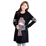 マタニティウェア レディース Tシャツ 長袖 ロング オールインワン 【産前産後兼用】 マタニティ ママ服 マタニティ服 妊娠 妊娠服 妊婦服 大きいサイズ ブラック XL