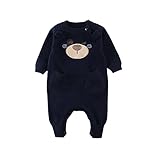 Baby Nest ベビー服 長袖カバーオール ロンパース 女の子 男の子 コットン100% 秋冬用 ダークブルー 18-24M