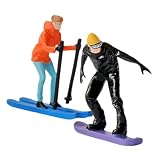 HOODANCOS 64スケール ミニチュアスキーフィギュア 2個セット ペイント済みジオラマ用人物像 スキーシーン再現 おもちゃのフィギュアと街の風