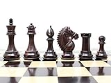 House of Chess - Rosewood/Boxwood Chess Pieces Rio Staunton 4.0" (102 mm) - 2 Extra Queens - Triple Weighted