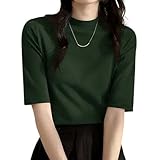 [Gaoao] 半袖Tシャツ レディース カットソー カジュアル ハイネック モックネック トップス 半袖tシャツ ストレッチ tシャツ 半そで ゆるT ドロップショルダー プルオーバー 大きいサイズ タートルネック 夏 Ｔシャツ 春