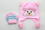 [ELEEJE] 絶対かわいい‼ 幼児用ニット帽 あったか手袋付き (ピンクA)