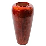 Essential D?cor Entrada Collection Lacquer Bamboo Vase, 18 by 9.05-Inch, Reddish Orange [並行輸入品]