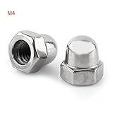 ボルトベースM3/M4/M10アクロンナットステンレスSS304ドームヘッドキャップヘックスナット（100個/25個）、シルバーカラー(M4（100/パック）)