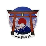 京佑 日本製 ご当地 名物 シール ステッカー JAPAN シンボル スマホ 車 No.25 鳥居富士山 和柄