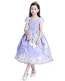 プリンセスなりきり フォーマル子供 ドレス お姫様ドレス 女の子 なりきり キッズドレス　ソフィア ワンピース＋王冠＋杖 (120, パープル)