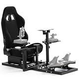 MINNEER ユニバーサルフライトシムゲームコックピット レーシングシートまたはレーシングホイールホルダー付き 調整可能マウント 用のThrustmaster、用のHOTAS、用のWarthog 、用のLogitech G25 G27 ホイール、ペダル、スロットル、ジョイスティックは含まれない