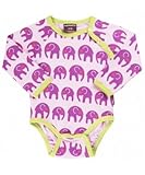北欧ベビー服 長袖 ロンパース ラグラン ボディスーツ オーガニックコットン Maxomorra マクソモーラ Elephants (74/80)