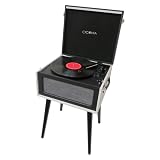 CICONIA クラシカルレコードテーブル TE-2015 (ブラック/ホワイト)テーブル型レコードプレーヤー レトロ クラシック ターンテーブル TE-2015 USBメモリー 多機能 microSDカード 録音 再生 ブルートゥース Bluetooth AUX クラシカルレコードテーブル 3スピード オートストップ プレイヤー CICONIA