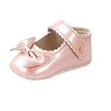 Bobora幼児用ベビーガールズリボン付き滑り止めソフトソールプリンセスベビーベッド靴 カラー: ピンク