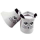 【ノーブランド品】 赤ちゃん　子供　ローカット　アンクル　かわいい　猫の耳　コットン　靴下　ソックス　滑り止め　全3色2サイズ - M, グレー