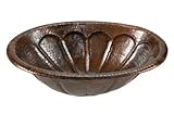 Premier Copper Products LO19RSBDB Oval Sunburst Self Rimming Hammered Copper Sink, Oil Rubbed Bronze