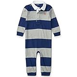 Ralph Lauren(ラルフローレン) ボーダーラガーカバーオール(Gray/Navy) 6M(3-6ヶ月) [並行輸入品]