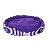 AWHAO 犬 猫 用 ふわふわ ペット ベッド ソファー マット 水洗い可 ペット 用 骨柄 やわらか 円型 ベッド (パープル M) -