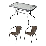 ダークブラウン／Rashar ガーデン ガーデンセット ガーデンファニチャー　ガーデンテーブル ガーデンチェア テーブル チェア ガーデン家具 ラタン調 グランピング キャンプ 庭