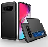 MuZiF Samsung Galaxy S10 5G 用 ケース カード収納 耐衝撃構造 米軍耐衝撃 全面保護 擦り傷防止 PC 背面収納 S10 5G 用 カバー ケース（Galaxy S10 5G,ブラック）