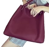 Torisky レディース バッグ レザーバッグ カバン 2つセット OL 通勤 通学 就職活動 旅行 A4(レッド)