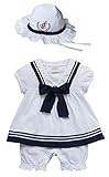 [ ベイビーツリー ] BABY tree 女の子 マリン セーラー ベビー服 帽子つき セット (ホワイト 95)