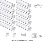 Hanks 24.5 X 7 mm Shallowフラッシュマウントアルミチャンネルプロファイル押し出しの壁、天井with Milkカバーエンドキャップ取り付けクリップ< 12 mmストリップライト 