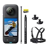Insta360 X3 ｜360度カメラ 新型1/2インチ48MPセンサー IPX8防水 5.7K360度動画 72MP360度写真 手ブレ補正 アクティブHDR 4K一人称視点 60fps自撮り 360度水平維持 AI編集 音声制御2.0 長時間 カム 360度ライブ配信 Vlog、バイク、水中撮影用 webカメラモード スキーキット-128GB SDカード