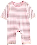 アビックス クラフティーズ シンプルボーダー長袖ロンパース 70cm ピンク×オフ ベア天竺 956290