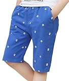 Hope2014 子供服 ズボン ウエストゴム 半ズボン 薄手 コットン 男の子 ストレッチ プリント パンツ ハーフパンツ 全8色 (140, ブルー)