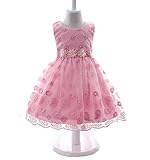 TMM　ベビードレス セレモニー 子供 ドレス フォーマル ワンピース プリンセス お宮参り 結婚式 およばれ 発表会 誕生日 フラワーガールドレス (90cm, ピンク)